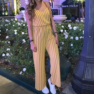 Yellow striped jumpsuit